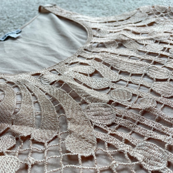 Express Shimmer Nude Lace Sleeveless Top Size XS Sparkle Tan Cream Neutral - Picture 5 of 11